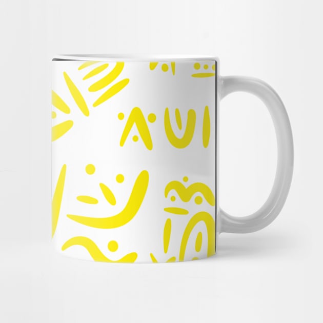 White Versecism Art, Yellow Symbols, Outer Space Pattern, Birthday Gift Idea by Enzo Bentayga